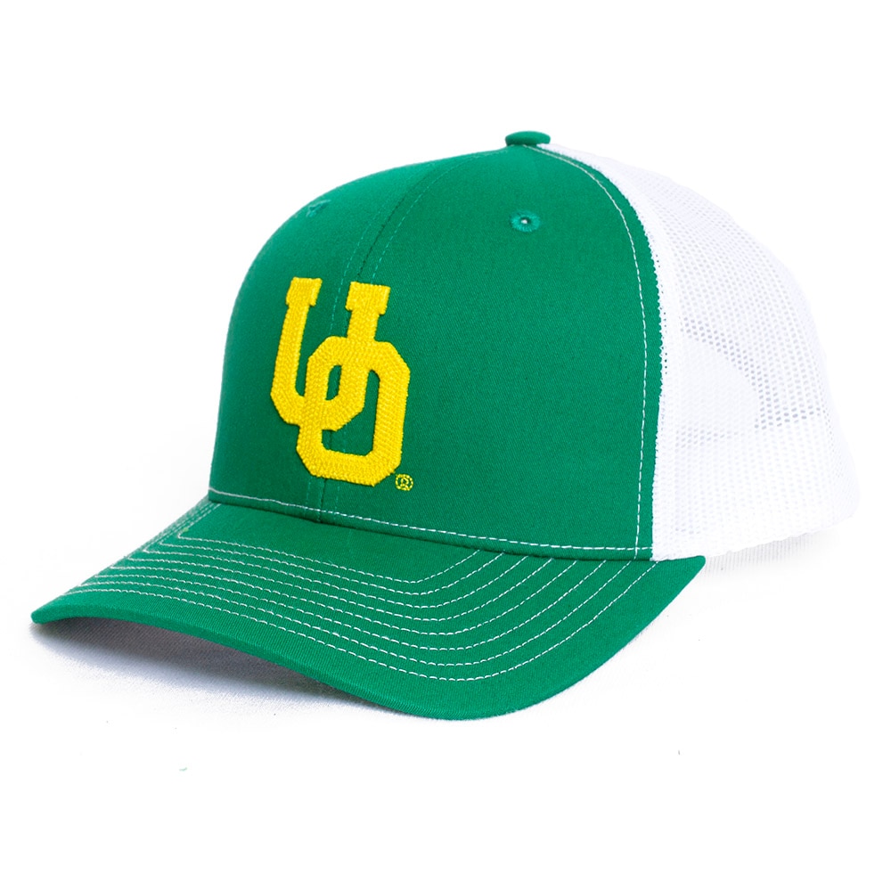 Interlocking UO, Richardson, Green, Curved Bill, Cotton Blend, Accessories, Unisex, Football, Green & White, Mesh, 112, Adjustable, Hat, 846802